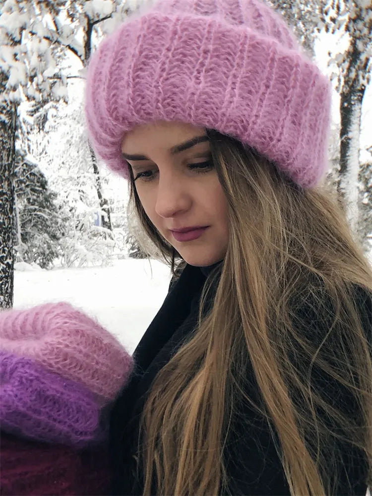 CHRONSTYLE Women Winter Warm Knitted Hat Solid Color Classic Cuffed Beanie Fashion Loose Causal High Stretchy Soft Caps 2022 Hat