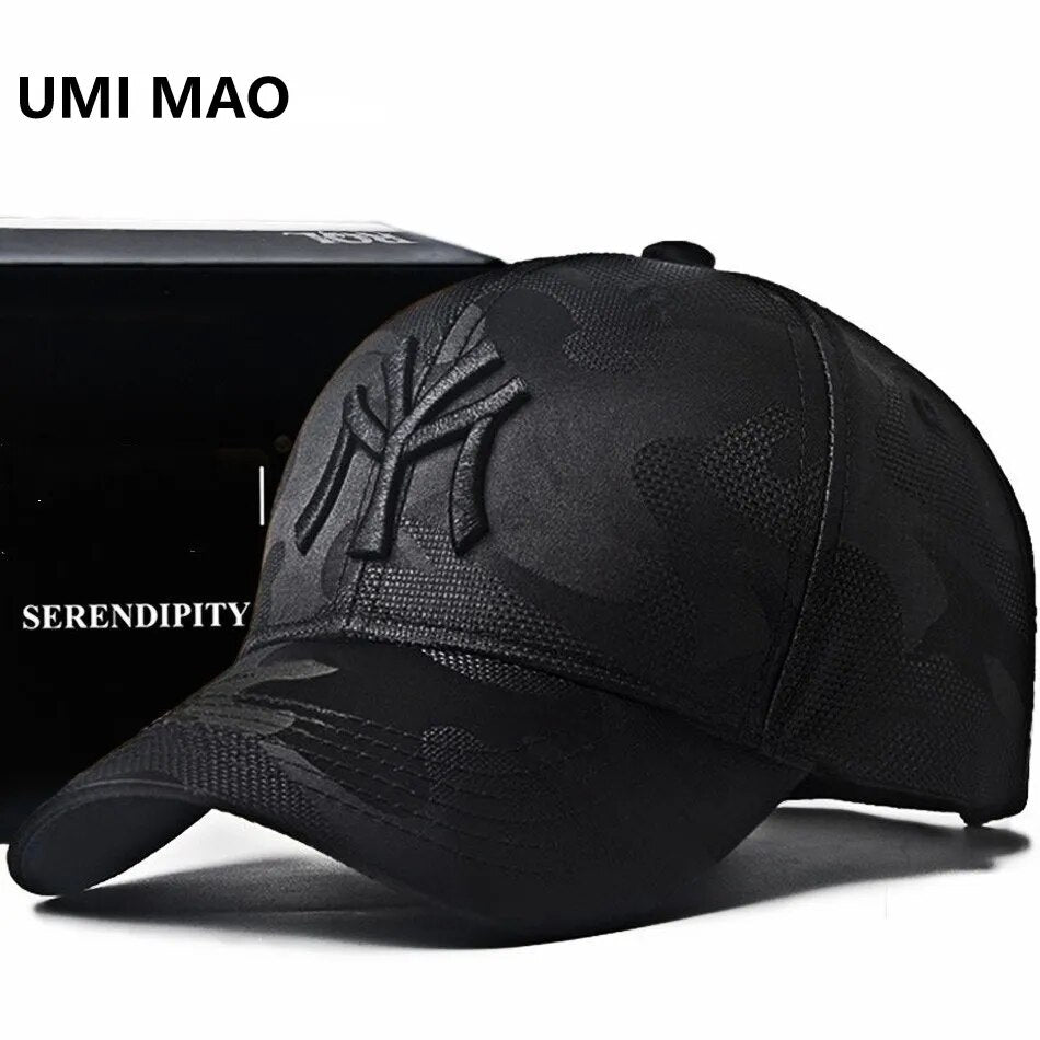 Men's Black Baseball Cap Embroidery Totem Military Camouflage Trucker Hat New Hip Hop Luxury Summer Sun Male Sport Mesh Brand